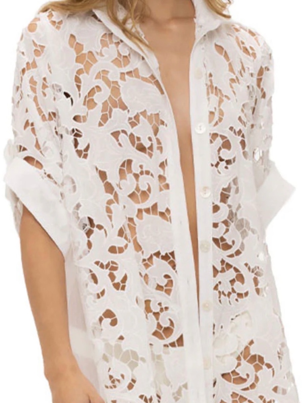 Beautiful white lace swim coverup